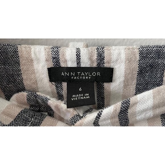 Ann Taylor Factory Linen Striped Shorts Size 6 w/ Pockets - Picture 4 of 6